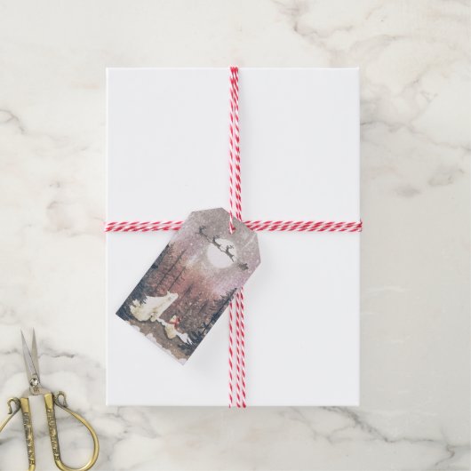 De Kerstman en de Polar Beren Cadeaulabel (Met Touw)