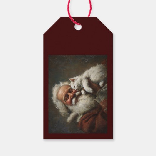De Kerstman en Kitten Cadeaulabel (Voorkant)