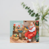 De Kerstman en zijn Elves in de Workshop Briefkaart (Staand voorkant)