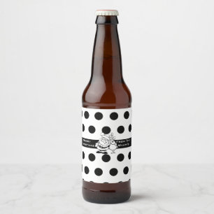 De Kerstman en zijn rendierzwarte en witte etikett Bier Etiket