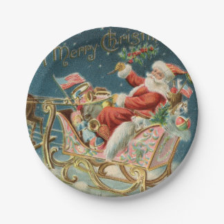 De kerstman en zijn slee klein papieren bordje