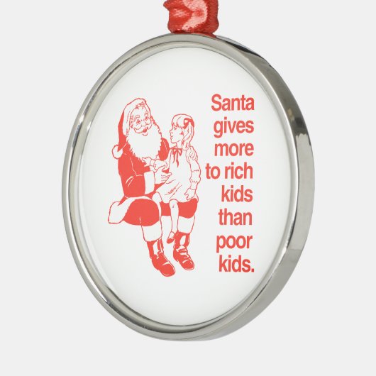De kerstman geeft meer aan rijke kinderen metalen ornament (Links)