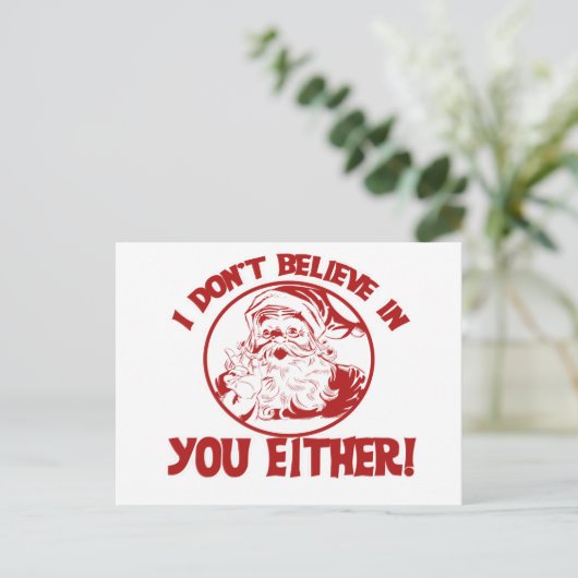 De kerstman gelooft ook niet in jou feestdagenkaart (Staand voorkant)