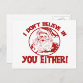 De kerstman gelooft ook niet in jou feestdagenkaart (Voorkant / Achterkant)