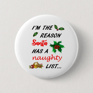 De Kerstman heeft een Button van de Lijst Naughty