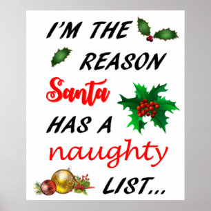 De Kerstman heeft een Poster van de Lijst Naughty