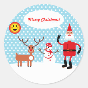 De kerstman, het is koude buitenkant! ronde sticker