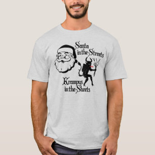 De kerstman in de straten. Krampus in de Sheets. T-shirt