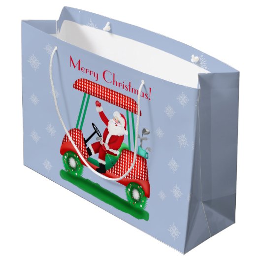 De kerstman in Golf Cart. Kerst! Groot Cadeauzakje (Achterkant Gekanteld)