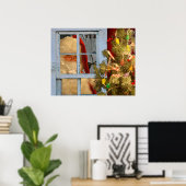De Kerstman in het Venster Poster (Thuiskantoor)
