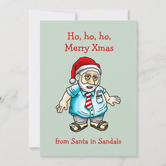 De Kerstman in Sandalen Feestdagenkaart (Voorkant)