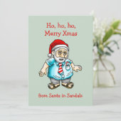 De Kerstman in Sandalen Feestdagenkaart (Staand voorkant)