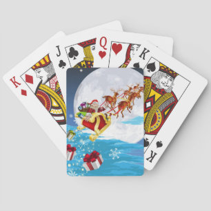De kerstman in zijn slede pokerkaarten