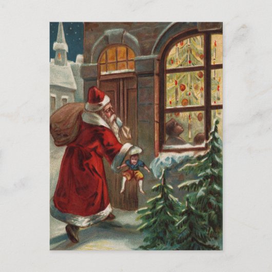 De kerstman is aan het Briefkaart van de deur (Voorkant)