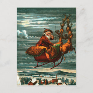 De kerstman is een vechtster en rendieren briefkaart