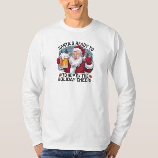 De Kerstman is klaar om te springen op de feestvre T-shirt