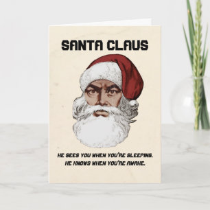 De Kerstman kijkt naar je Feestdagen Kaart