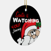De Kerstman kijkt naar je Keramisch Ornament (Rechts)