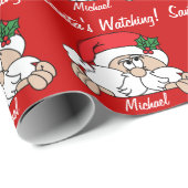 De kerstman kijkt naar je | Kerstmis Cadeaupapier (Rol Hoek)