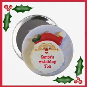 De Kerstman kijkt naar u Kerstmis Pinback Ronde Button 5,7 Cm