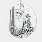 De kerstman komt door de deur. keramisch ornament (Links)