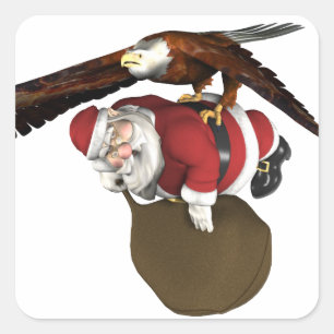 De kerstman komt een beetje later vierkante sticker