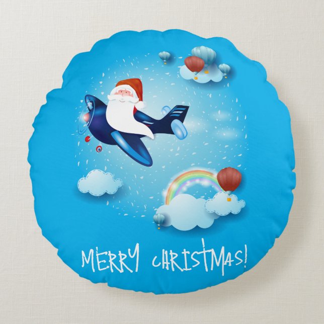 De kerstman komt eraan rond kussen (Voorkant)