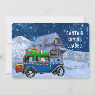 De kerstman komt in de buurt van de geladen humor kaart