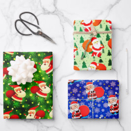 De kerstman komt met een enorme tas in 3 design inpakpapier vel