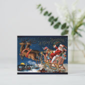 De kerstman komt naar de stad feestdagenkaart (Staand voorkant)