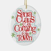 De kerstman komt naar de stad keramisch ornament (Rechts)