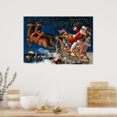 De kerstman komt naar de stad poster (Keuken)