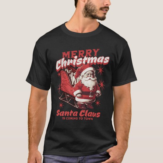 De kerstman komt naar de stad t-shirt (Voorkant)