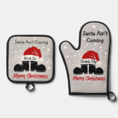 De kerstman komt niet ovenwant & pannenlap set (Voorkant)