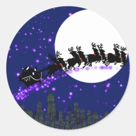 De kerstman komt op de sticker