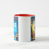 De kerstman komt uit de schoorsteen! mok (Midden)