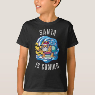 De kerstman komt van Surfboard T-shirt