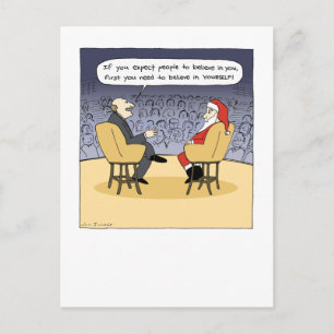 De Kerstman krijgt advies   Kersttherapie Feestdagenkaart