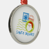 De Kerstman levert! Metalen Ornament (Rechts)