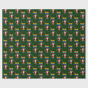 De Kerstman met de Vlag van de Regenboog Cadeaupapier