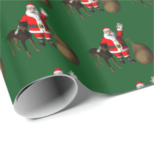 De Kerstman met Doberman Pinscher Cadeaupapier