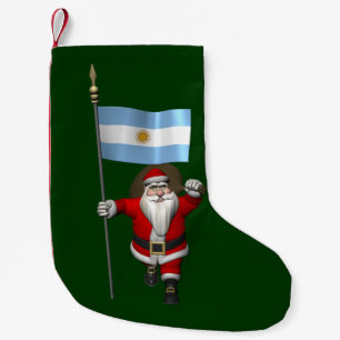 De Kerstman met Vlag van Argentinië Kleine Kerstsok