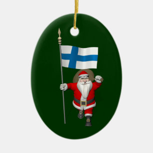 De Kerstman met Vlag van Finland Keramisch Ornament