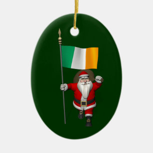 De Kerstman met Vlag van Ierland Keramisch Ornament