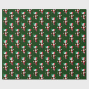 De Kerstman met Vlag van Italië Cadeaupapier
