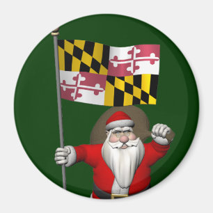 De Kerstman met Vlag van Maryland Magneet