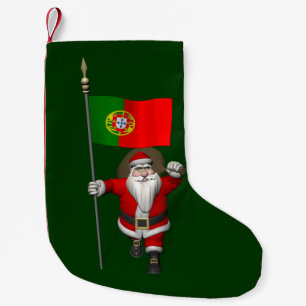 De Kerstman met Vlag van Portugal Kleine Kerstsok