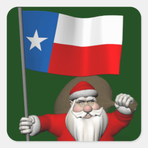 De Kerstman met Vlag van Texas Vierkante Sticker