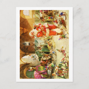 De Kerstman op de Noordpool rendierstallen Feestdagenkaart