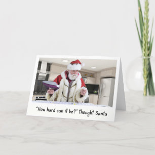 De kerstman pakt het strijken aan feestdagen kaart